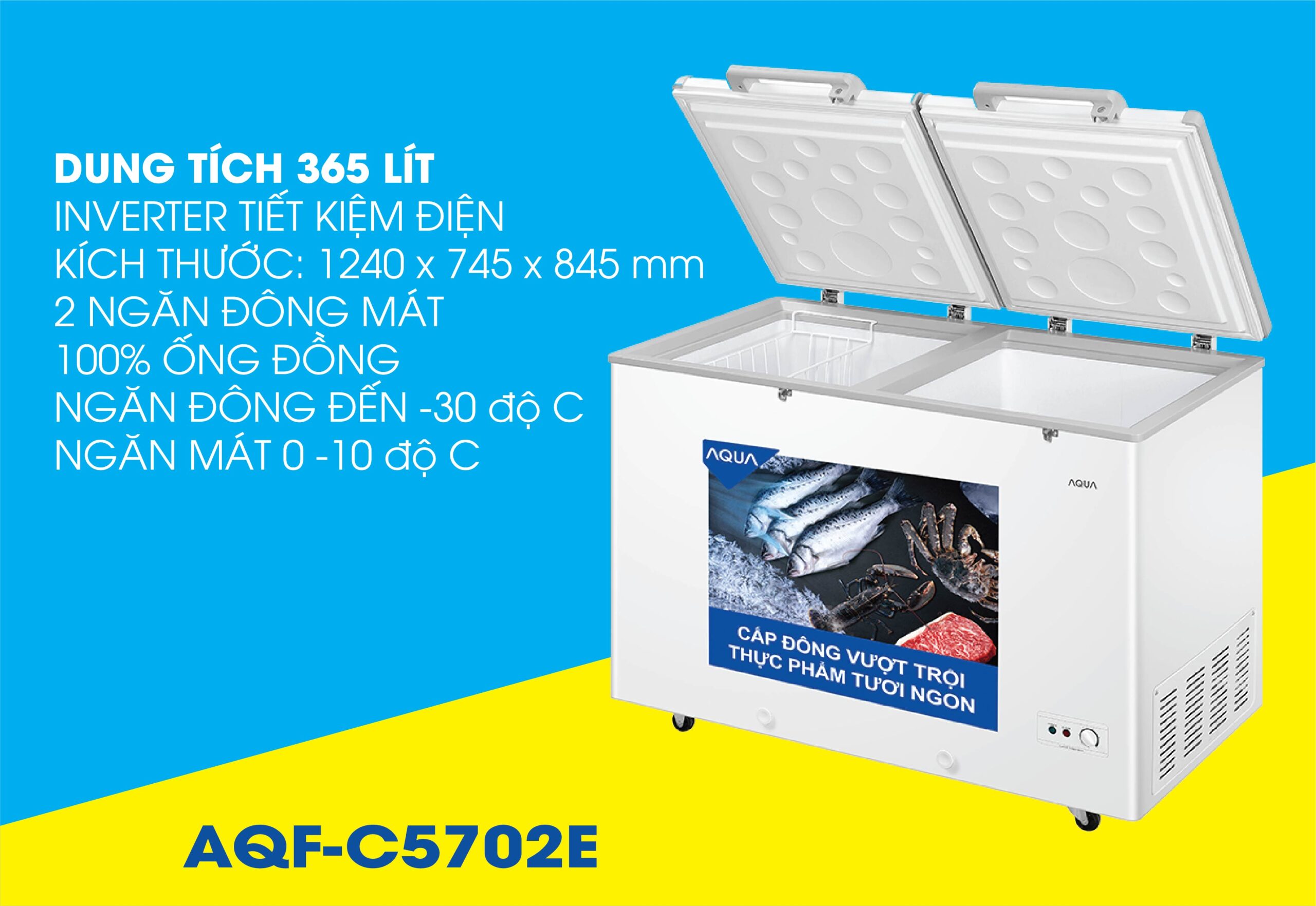 Tủ đông Aqua Inverter 365 lít AQF-C5702E