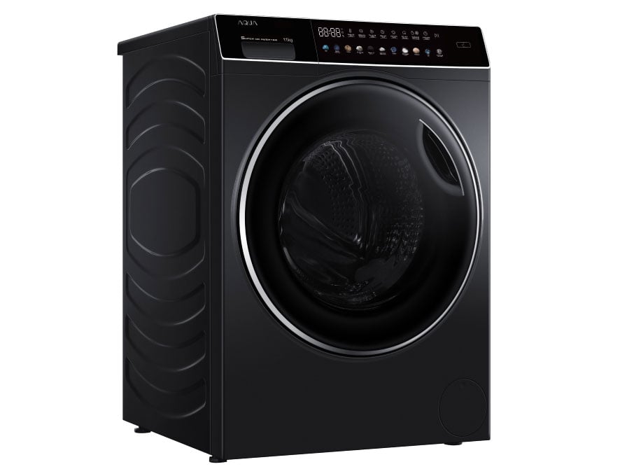 Máy giặt sấy Aqua dùng nắp kính dễ quan sát vào trong lồng giặt Máy giặt sấy Aqua