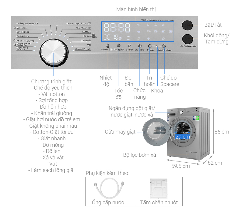 Máy giặt Midea Inverter 8.5 Kg MFK85-1401SK