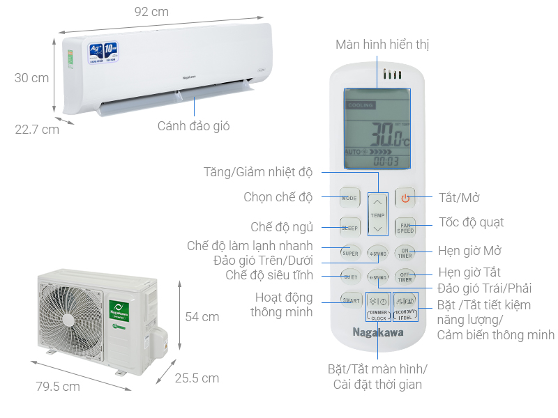 Máy lạnh Nagakawa Inverter 2 HP NIS-C18R2H10
