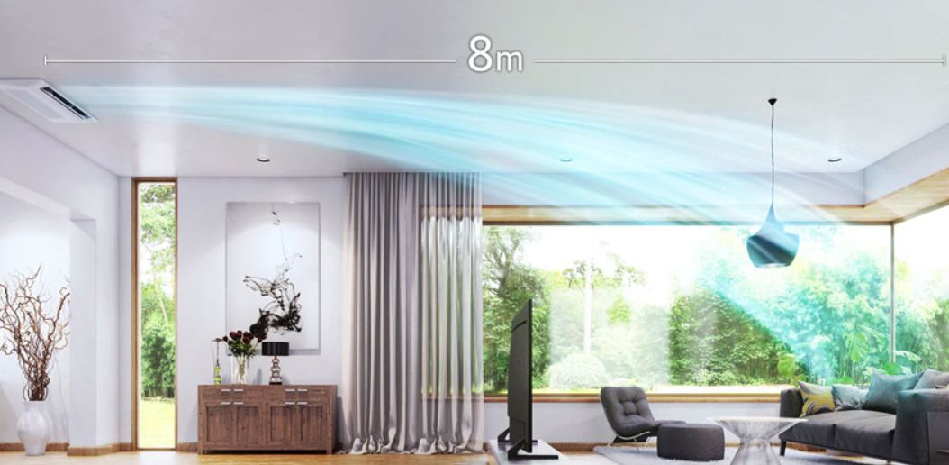Phạm vi làm lạnh của điều hòa cassette một hướng thổi khá rộng