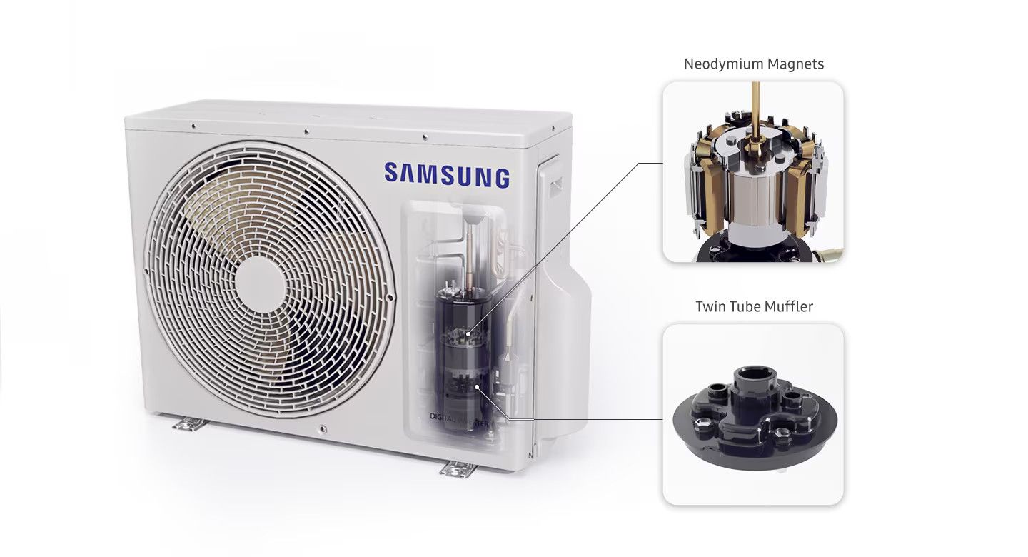Máy nén Twin Rotary và động cơ BLDC giảm rung lắc, tiếng ồn hiệu quả