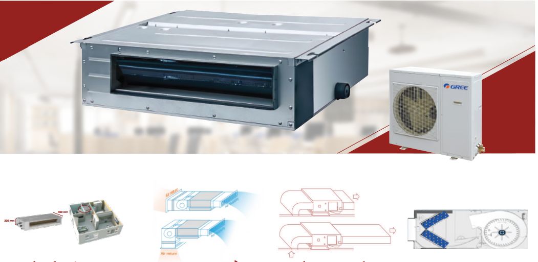 Gree GUD35PS1/A-S/GUD35W1/NhA-S có áp suất tĩnh cao tới 200Pa