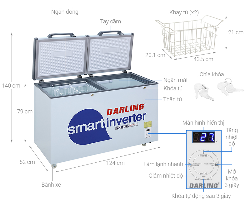 Tủ đông Darling Inverter 270 lít DMF-3799 ASI