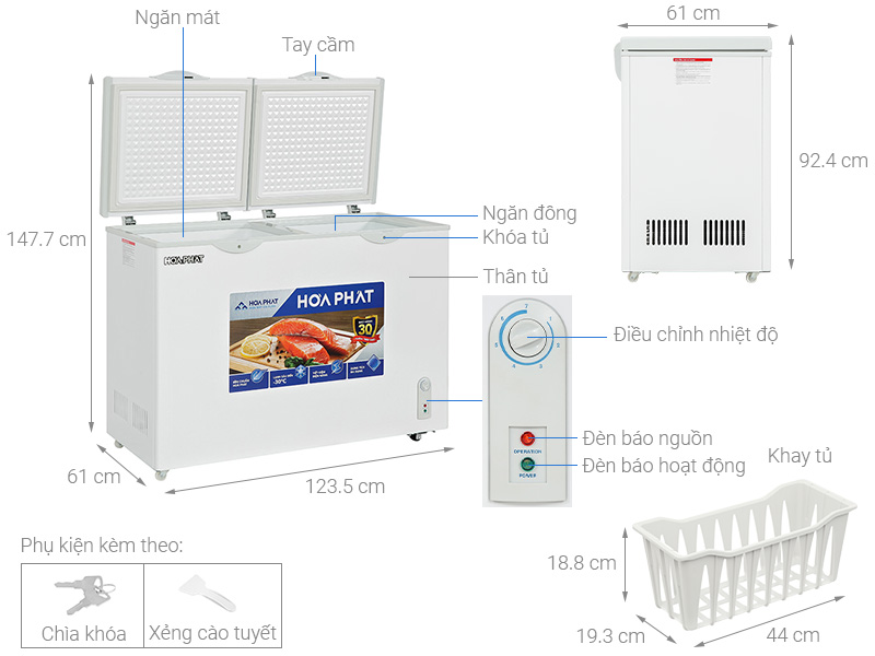 Cấu tạo tủ đông Hòa Phát HPF BD6245.T1 Tủ đông Hòa Phát HPF BD6245.T1